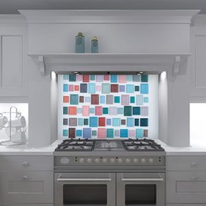 Colourful Paneling Kitchen Splashback