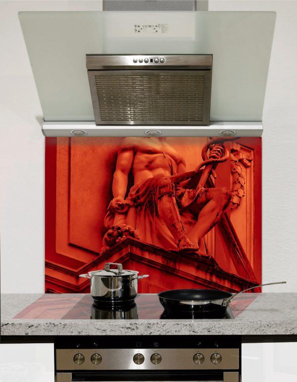 Red Paris Sculpture Kitchen Splashback